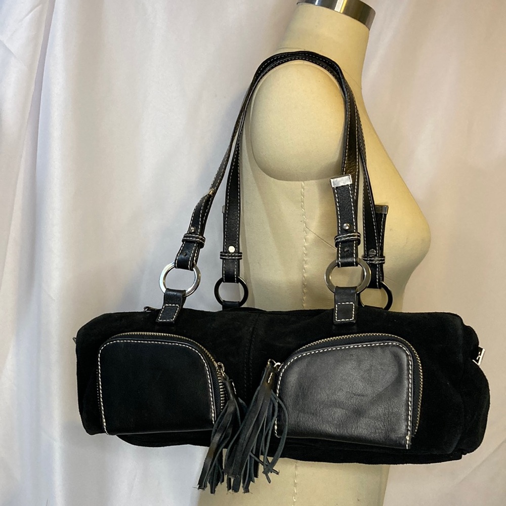 Suede handbag by Tiffany and Fred Paris